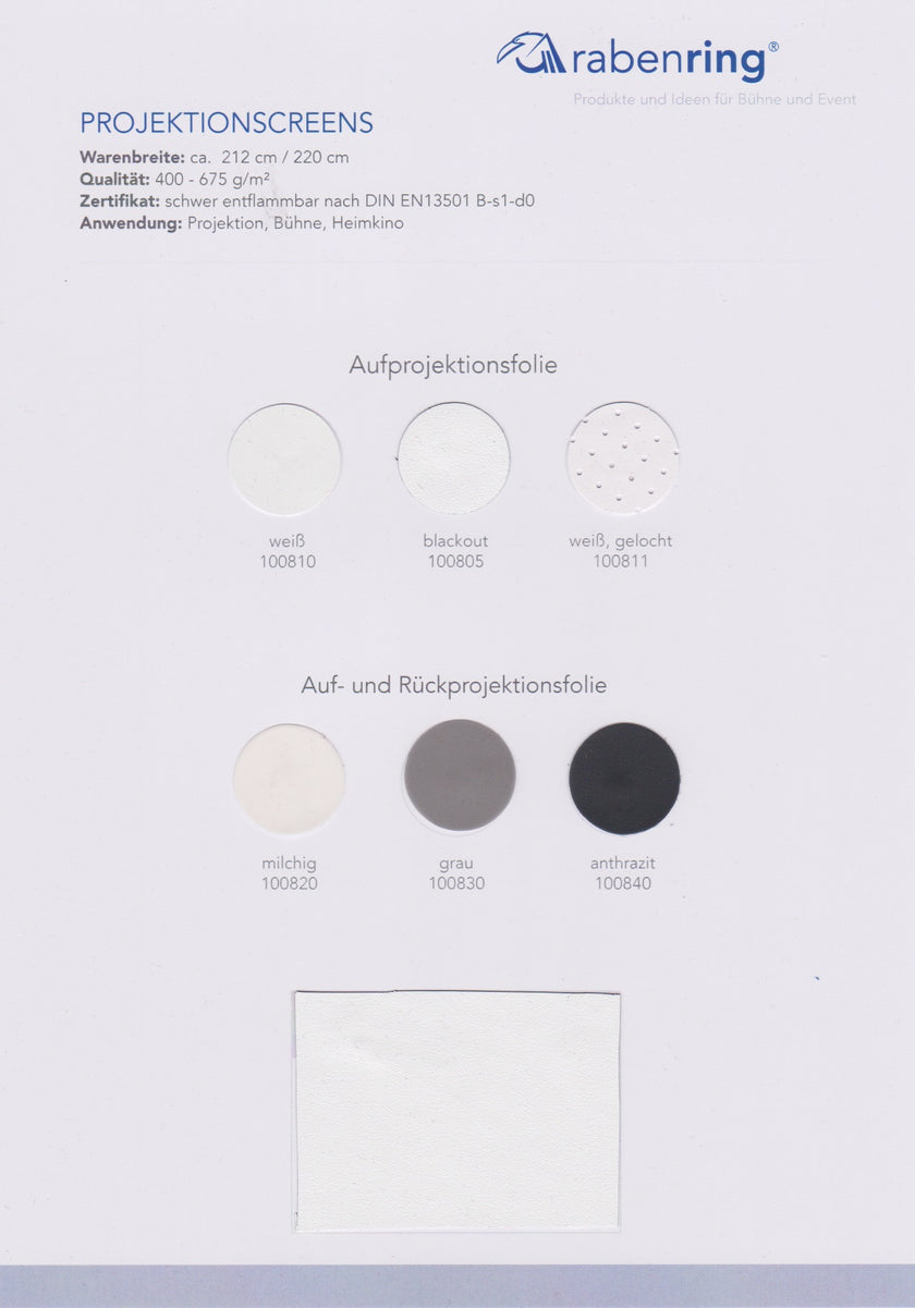 Musterkarte Projektionsfolien