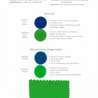 Musterkarte Chroma Key Stoff